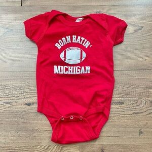 Born Hatin’ Michigan Ohio State baby onesie bodysuit, 6 months